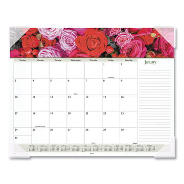 AT-A-GLANCE® Floral Panoramic Desk Pad, Floral Photography, 22 X 17, White-multicolor Sheets, Clear Corners, 12-month (jan-dec): 2022 freeshipping - TVN Wholesale